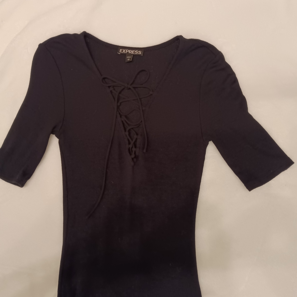 Express Black Lace-Up Women's Top